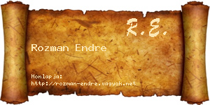 Rozman Endre névjegykártya